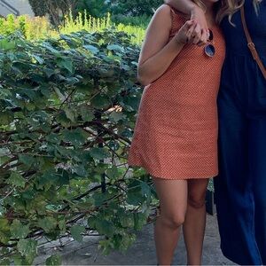 Elegant Orange Polka Dot Mini Dress